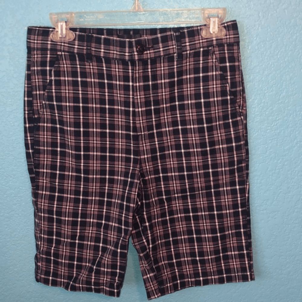 Children’s Place boy  size 14 plaid blue Bermuda shirts
